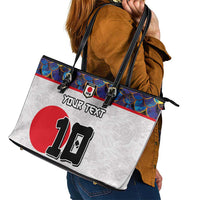 Custom Japan Football Leather Tote Bag Seigaiha and Sun