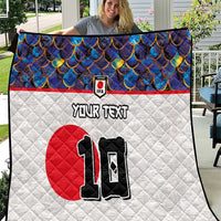 Custom Japan Football Quilt Seigaiha and Sun