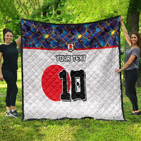Custom Japan Football Quilt Seigaiha and Sun