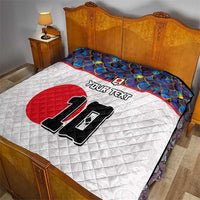 Custom Japan Football Quilt Seigaiha and Sun