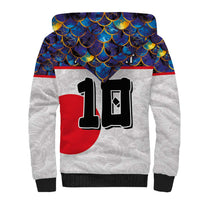 Custom Japan Football Sherpa Hoodie Seigaiha and Sun