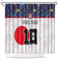 Custom Japan Football Shower Curtain Seigaiha and Sun