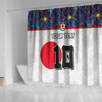 Custom Japan Football Shower Curtain Seigaiha and Sun