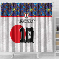 Custom Japan Football Shower Curtain Seigaiha and Sun