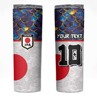 Custom Japan Football Skinny Tumbler Seigaiha and Sun