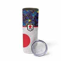 Custom Japan Football Skinny Tumbler Seigaiha and Sun