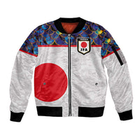 Custom Japan Football Sleeve Zip Bomber Jacket Seigaiha and Sun
