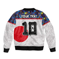 Custom Japan Football Sleeve Zip Bomber Jacket Seigaiha and Sun