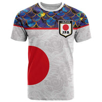 Custom Japan Football T Shirt Seigaiha and Sun