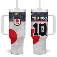 Custom Japan Football Tumbler With Handle Seigaiha and Sun