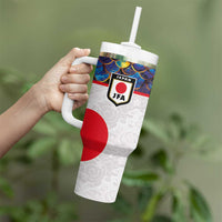 Custom Japan Football Tumbler With Handle Seigaiha and Sun