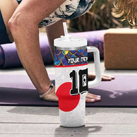 Custom Japan Football Tumbler With Handle Seigaiha and Sun
