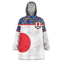 Custom Japan Football Wearable Blanket Hoodie Seigaiha and Sun