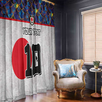 Custom Japan Football Window Curtain Seigaiha and Sun