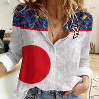 Custom Japan Football Women Casual Shirt Seigaiha and Sun