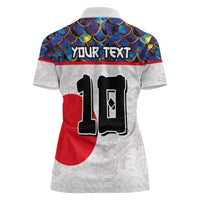 Custom Japan Football Women Polo Shirt Seigaiha and Sun