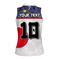 Custom Japan Football Women Sleeveless Polo Shirt Seigaiha and Sun