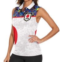 Custom Japan Football Women Sleeveless Polo Shirt Seigaiha and Sun