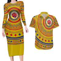 Custom Colombia Football Couples Matching Long Sleeve Bodycon Dress and Hawaiian Shirt Sporty Vueltiao Hat