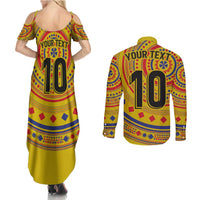 Custom Colombia Football Couples Matching Summer Maxi Dress and Long Sleeve Button Shirt Sporty Vueltiao Hat