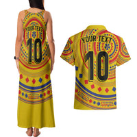 Custom Colombia Football Couples Matching Tank Maxi Dress and Hawaiian Shirt Sporty Vueltiao Hat