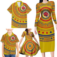 Custom Colombia Football Family Matching Long Sleeve Bodycon Dress and Hawaiian Shirt Sporty Vueltiao Hat