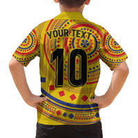 Custom Colombia Football Family Matching Off The Shoulder Long Sleeve Dress and Hawaiian Shirt Sporty Vueltiao Hat