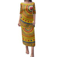 Custom Colombia Football Family Matching Puletasi and Hawaiian Shirt Sporty Vueltiao Hat