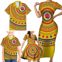 Custom Colombia Football Family Matching Short Sleeve Bodycon Dress and Hawaiian Shirt Sporty Vueltiao Hat