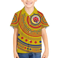 Custom Colombia Football Family Matching Short Sleeve Bodycon Dress and Hawaiian Shirt Sporty Vueltiao Hat
