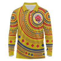 Custom Colombia Football Long Sleeve Polo Shirt Sporty Vueltiao Hat