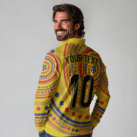 Custom Colombia Football Long Sleeve Polo Shirt Sporty Vueltiao Hat