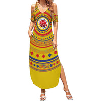 Custom Colombia Football Summer Maxi Dress Sporty Vueltiao Hat
