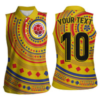 Custom Colombia Football Women Sleeveless Polo Shirt Sporty Vueltiao Hat