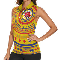 Custom Colombia Football Women Sleeveless Polo Shirt Sporty Vueltiao Hat
