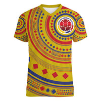 Custom Colombia Football Women V-Neck T-Shirt Sporty Vueltiao Hat