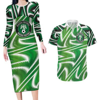 Custom Nigeria Football Couples Matching Long Sleeve Bodycon Dress and Hawaiian Shirt Sporty Super Eagles