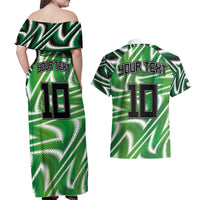 Custom Nigeria Football Couples Matching Off Shoulder Maxi Dress and Hawaiian Shirt Sporty Super Eagles