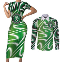 Custom Nigeria Football Couples Matching Short Sleeve Bodycon Dress and Long Sleeve Button Shirt Sporty Super Eagles
