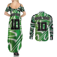 Custom Nigeria Football Couples Matching Summer Maxi Dress and Long Sleeve Button Shirt Sporty Super Eagles
