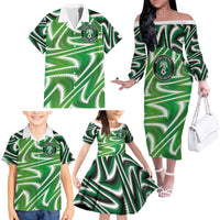 Custom Nigeria Football Family Matching Off The Shoulder Long Sleeve Dress and Hawaiian Shirt Sporty Super Eagles