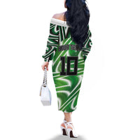 Custom Nigeria Football Family Matching Off The Shoulder Long Sleeve Dress and Hawaiian Shirt Sporty Super Eagles