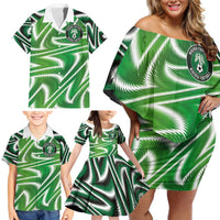 Custom Nigeria Football Family Matching Off Shoulder Short Dress and Hawaiian Shirt Sporty Super Eagles