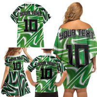Custom Nigeria Football Family Matching Off Shoulder Short Dress and Hawaiian Shirt Sporty Super Eagles