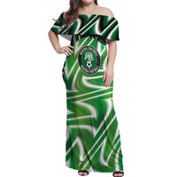 Custom Nigeria Football Off Shoulder Maxi Dress Sporty Super Eagles