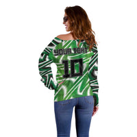 Custom Nigeria Football Off Shoulder Sweater Sporty Super Eagles