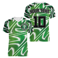 Custom Nigeria Football Women V-Neck T-Shirt Sporty Super Eagles