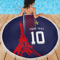 Custom Midnight Navy Football Beach Blanket Paris Architectural Heritage Style - Wonder Print Shop