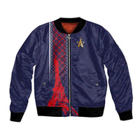 Custom Midnight Navy Football Bomber Jacket Paris Architectural Heritage Style - Wonder Print Shop