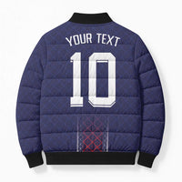 Custom Midnight Navy Football Bomber Puffer Jacket Paris Architectural Heritage Style - Wonder Print Shop